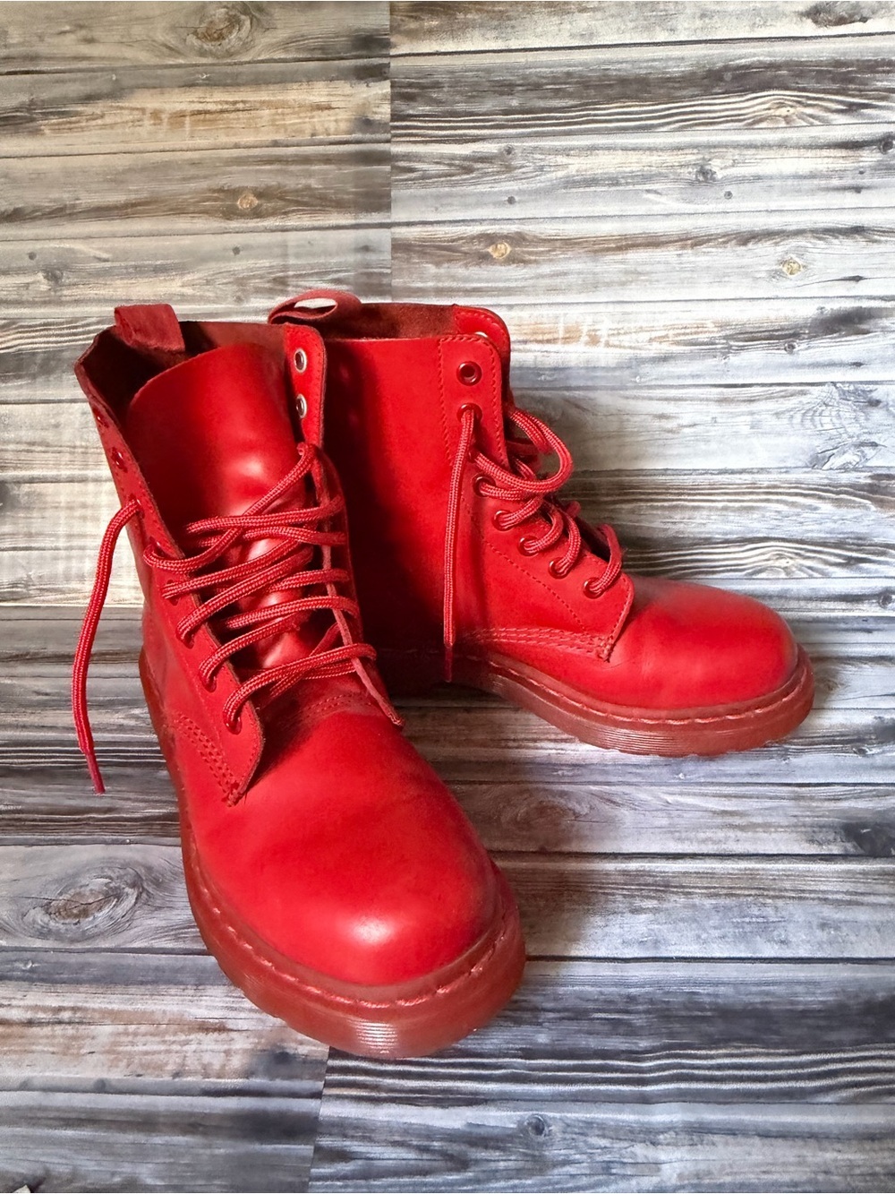dr. martens 1460 Pascal Poppy Red Smooth boot Womens Size 6 - Picture 8 of 9